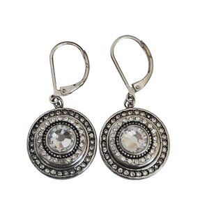 Gingersnaps Snap Charm Interchangeable Dangle Drop Silver Tone 1.5” Earrings